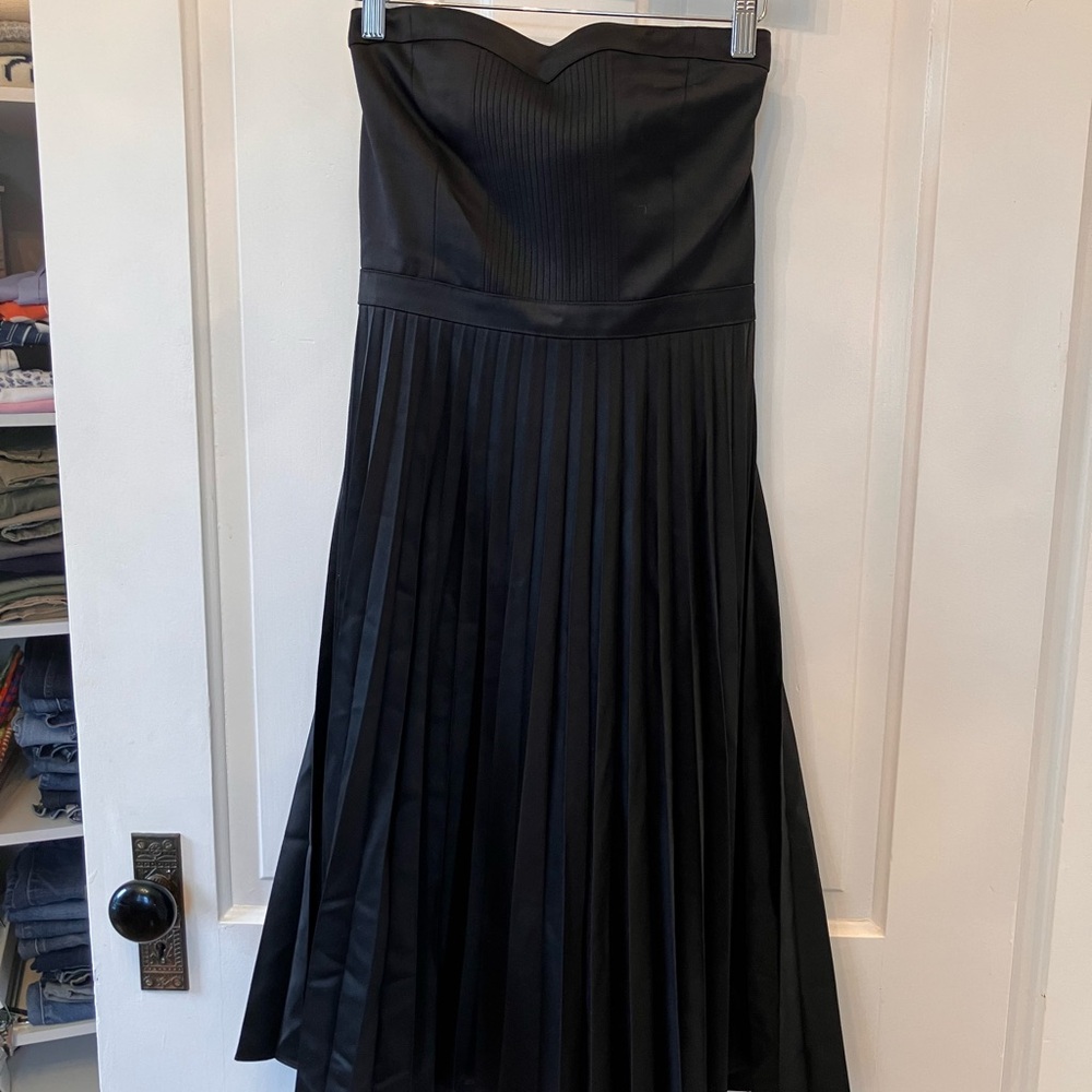 NWT J. Crew Virgin Wool Tuxedo Black Strapless Pleated Midi Dress size 6